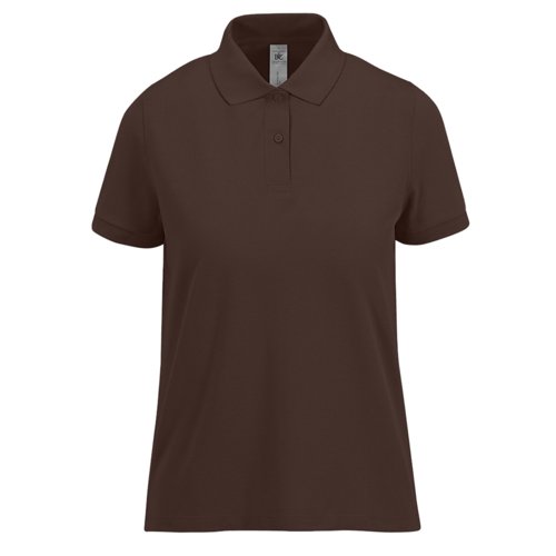 Polo en coton marron fonc pour femmes avec manches courtes.