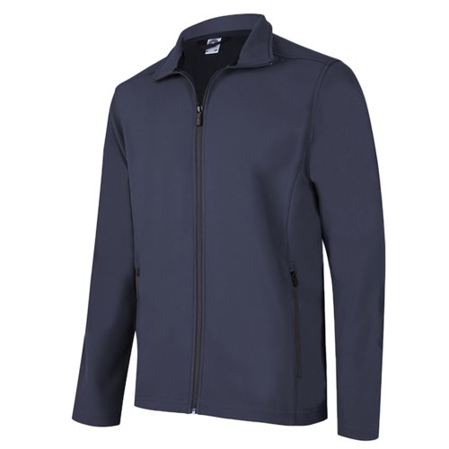 Veste softshell noir-bleu en polyester et lasthanne avec fermeture clair.