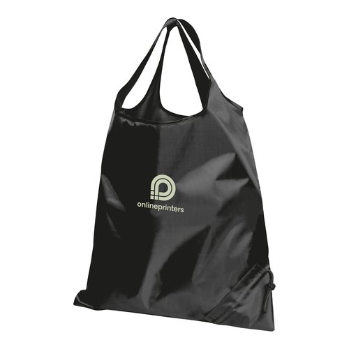 Sac pliable noir avec cordon de serrage.