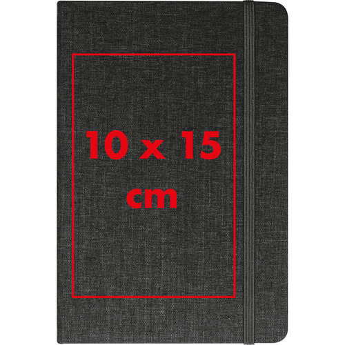 Carnet foncé avec fermeture à élastique.