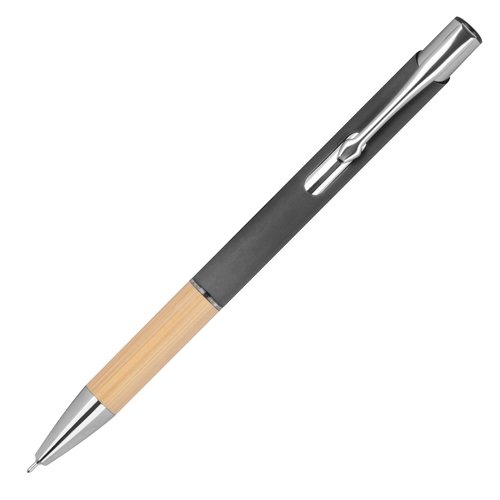 Stylo gel anthracite avec lments en mtal et clip.