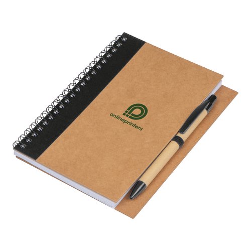 Bloc-notes noir avec reliure spirale.
