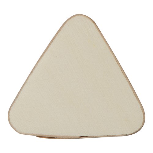 Ensemble d'criture en bois beige de forme triangulaire.