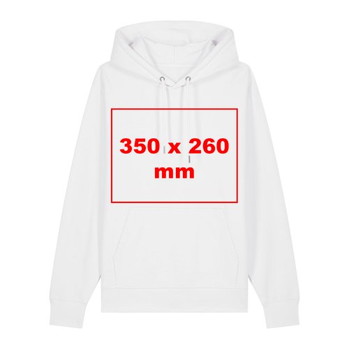 Sweat à capuche blanc en tissu avec capuche et poche kangourou.