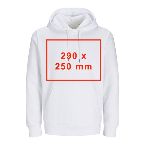 Sweat à capuche unisexe blanc en tissu avec capuche et poche kangourou.