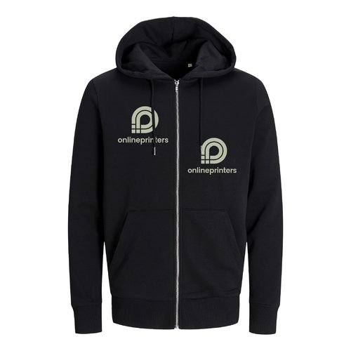 Sweat � capuche noir en m�lange de coton avec fermeture �clair int�grale.