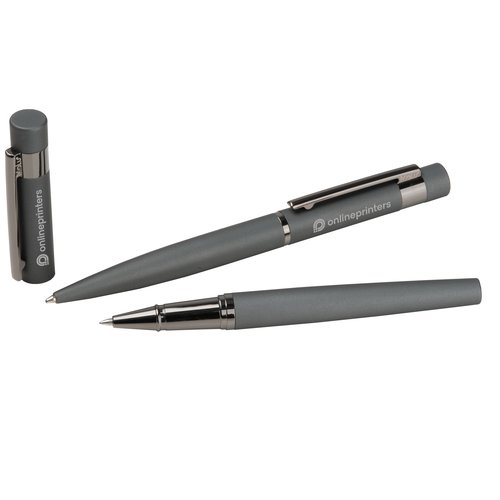 Ensemble d'criture anthracite avec stylo  bille et roller.
