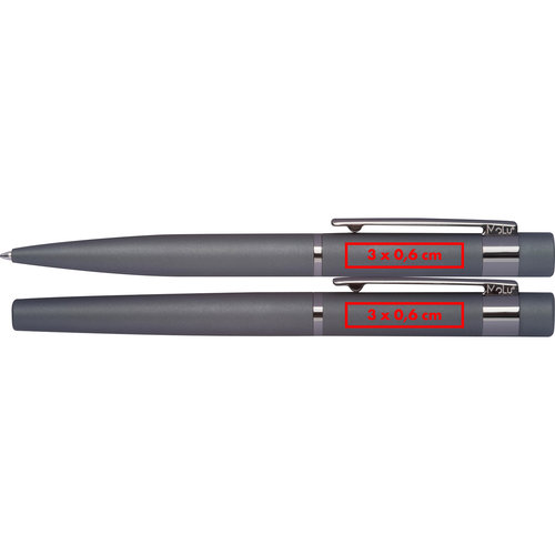 Set d'criture gris avec stylo  bille et stylo, avec clip.