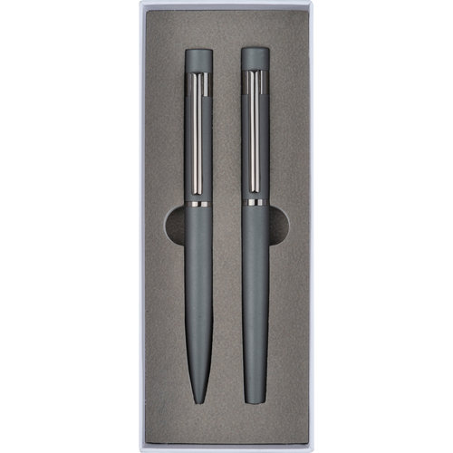 Ensemble d'criture anthracite avec stylo  bille et stylo plume.