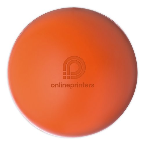 Balle anti-stress orange en mousse, ronde.