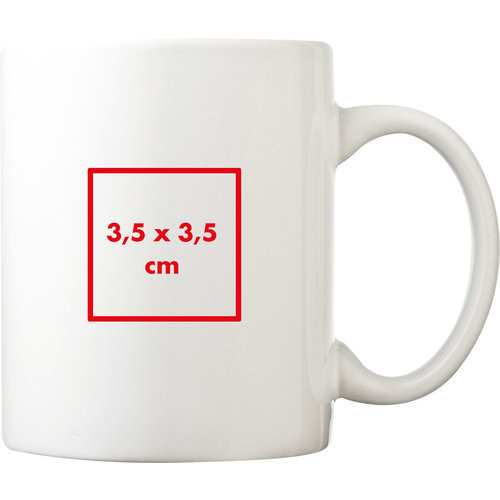 Tasse blanche en céramique avec anse.