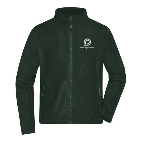 Veste en polaire polyester vert fonc� avec fermeture �clair int�grale.
