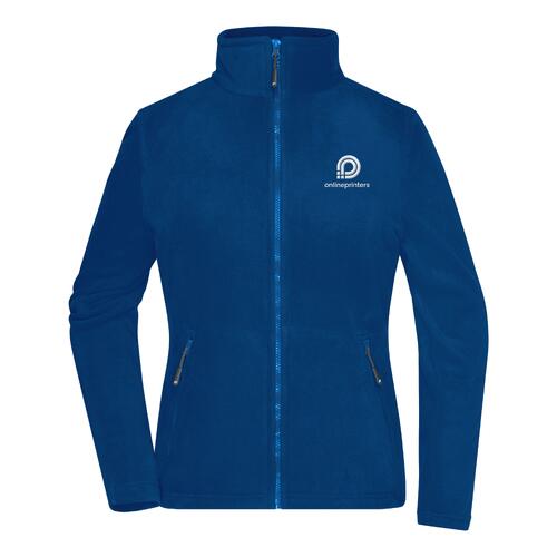 Veste polaire en polyester bleu roi pour femmes avec fermeture �clair int�grale.