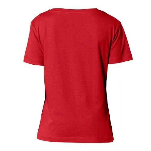 T-shirt rouge pour femmes en coton biologique � manches courtes.