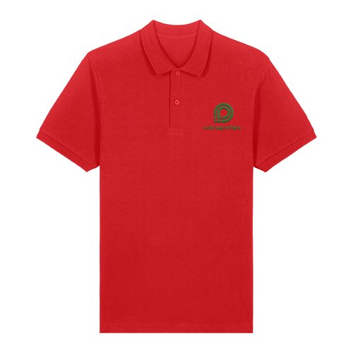 Polo rouge en coton biologique pour hommes.