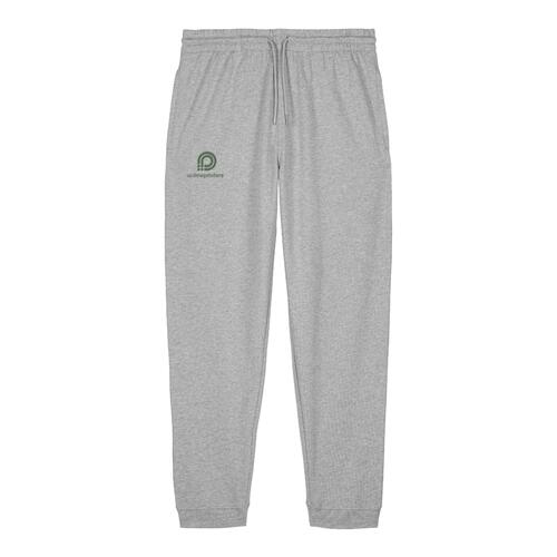Pantalon de jogging en tissu gris avec cordon de serrage.