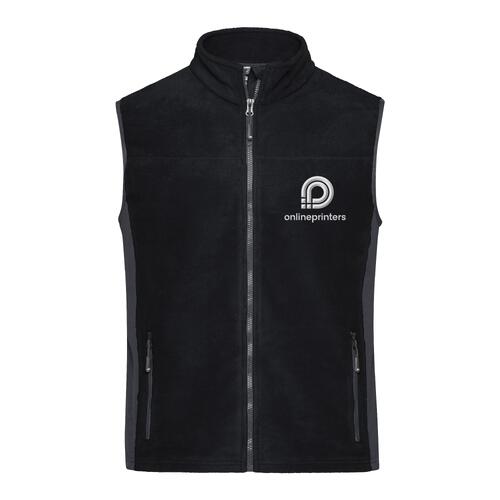 Gilet en polaire de polyester noir et gris avec fermeture �clair int�grale.