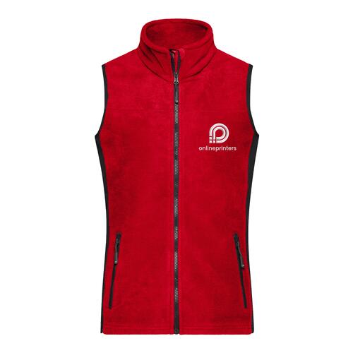 Gilet polaire rouge en polyester pour femmes avec fermeture �clair int�grale.