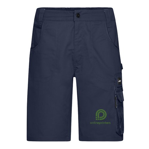 Short de travail bleu marine en m�lange polyester-coton avec plusieurs poches.