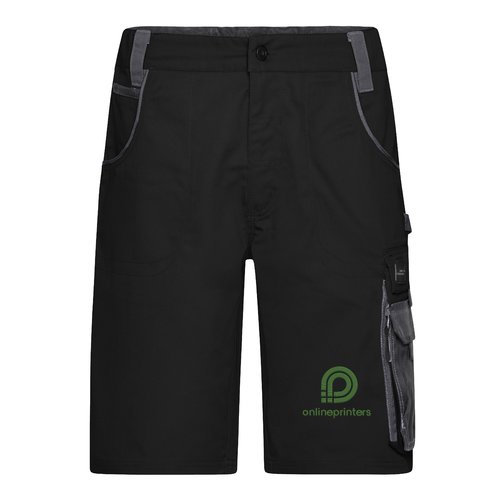 Short de travail noir et gris en m�lange polyester-coton avec poches multiples.