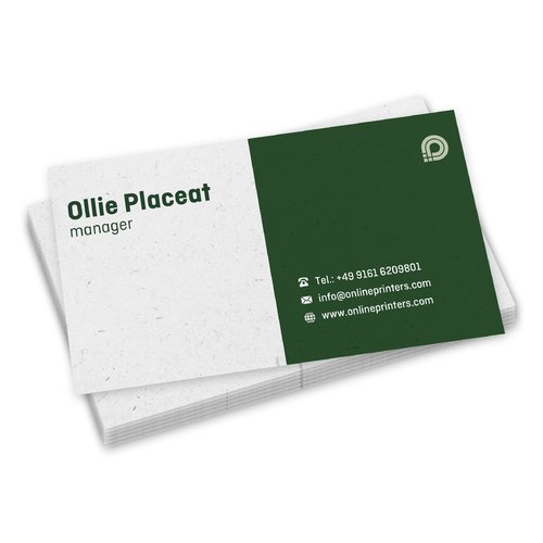 Cartes de visite en papier naturel, imprimes sur une face.