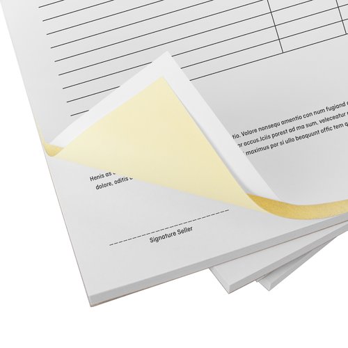 Deux piles de liasses autocopiantes en format paysage avec perforation  deux trous