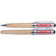 Set d'écriture couleur bois avec stylo à bille et stylo plume.
