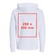 Sweat à capuche blanc en tissu avec cordon de serrage, coupe unisexe.