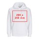 Sweat à capuche unisexe blanc en tissu avec capuche et poche kangourou.