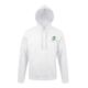 Sweat � capuche blanc en coton-polyester avec capuche et poche kangourou.