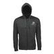 Sweat � capuche en tissu gris avec fermeture �clair int�grale et poches.
