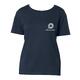 T-shirt bleu marine en coton biologique pour femmes.