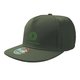 Casquette snapback verte en tissu avec visi�re plate et fermeture r�glable.