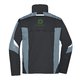 Veste de travail noire et grise en tissu mlang avec fermeture clair intgrale et poches latrales.