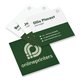 Cartes de visite carres en papier, imprimes recto verso.