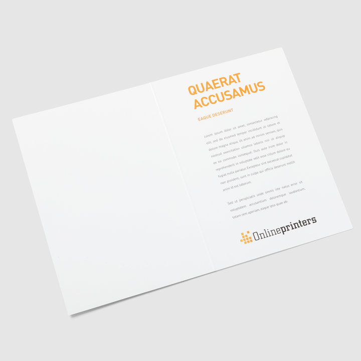 250 Cartes pliables A5 format portrait | 4 pages | 300 g/m² papier couché | recto/verso